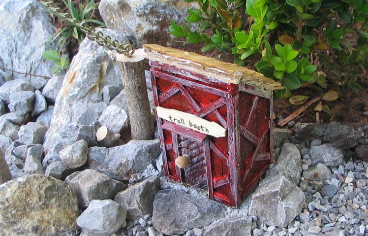 Troll booth in place beside track